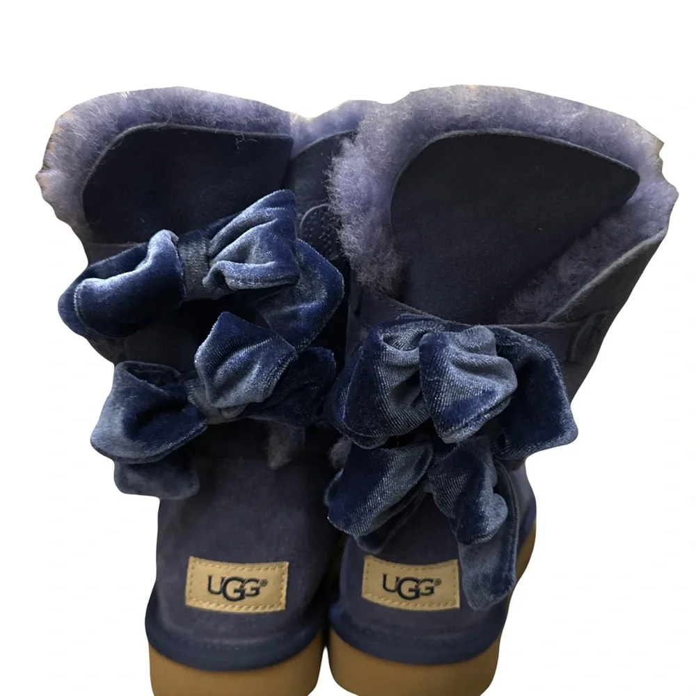 UGG Navy Boots with Velvet Bows